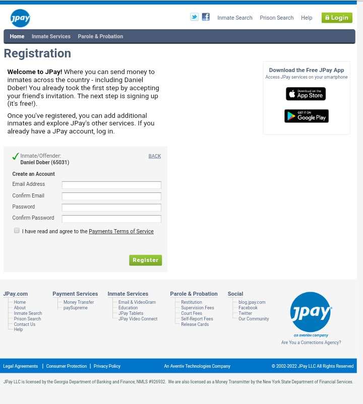 JPay login problems unable to complete request Login Problems