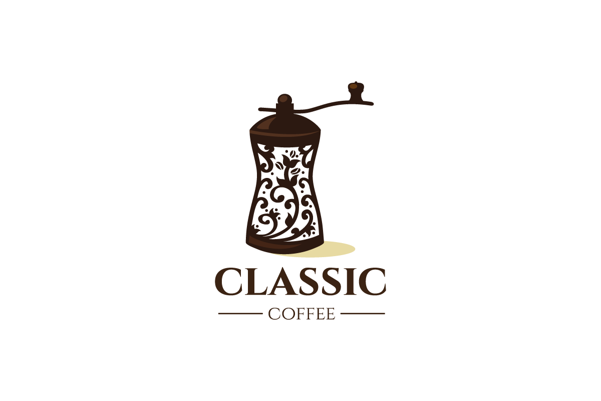 Classic Coffee—Coffee Grinder Logo Design Logo Cowboy