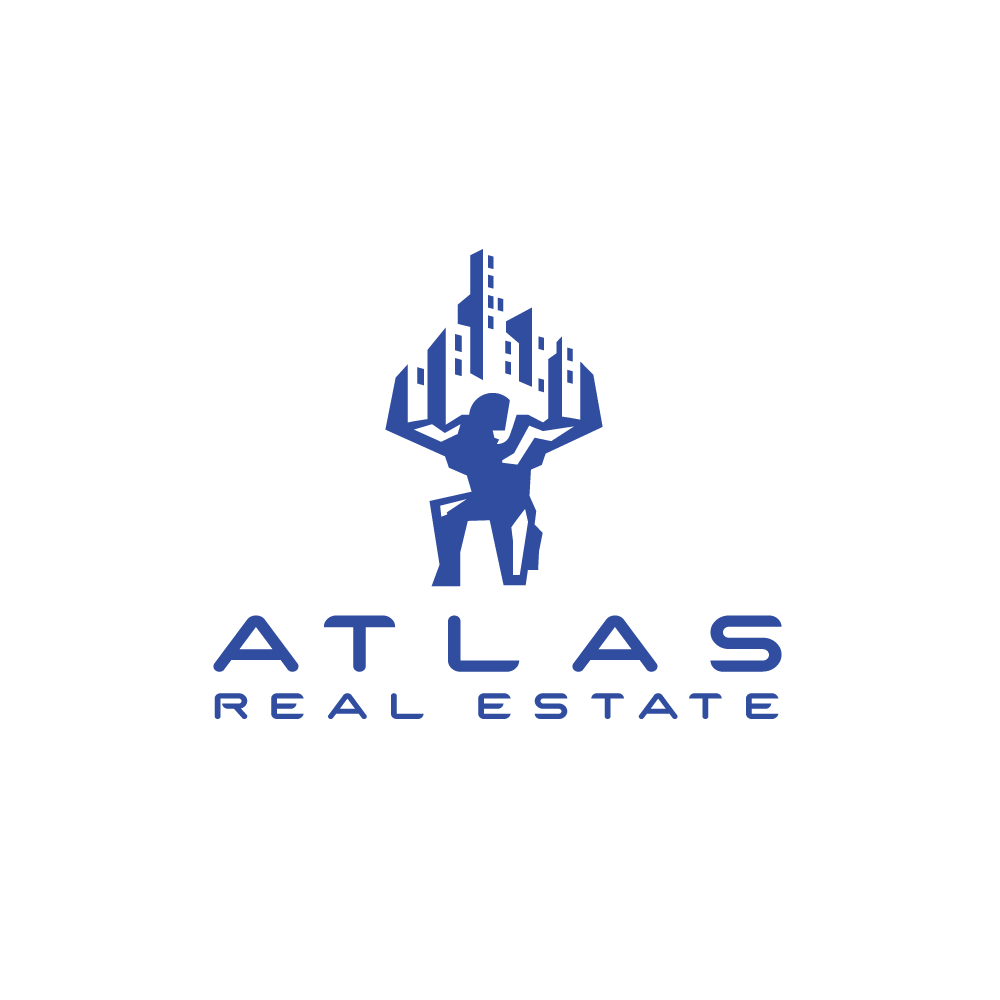 SOLD Atlas Capital—Man Holding City Buildings Logo Logo Cowboy