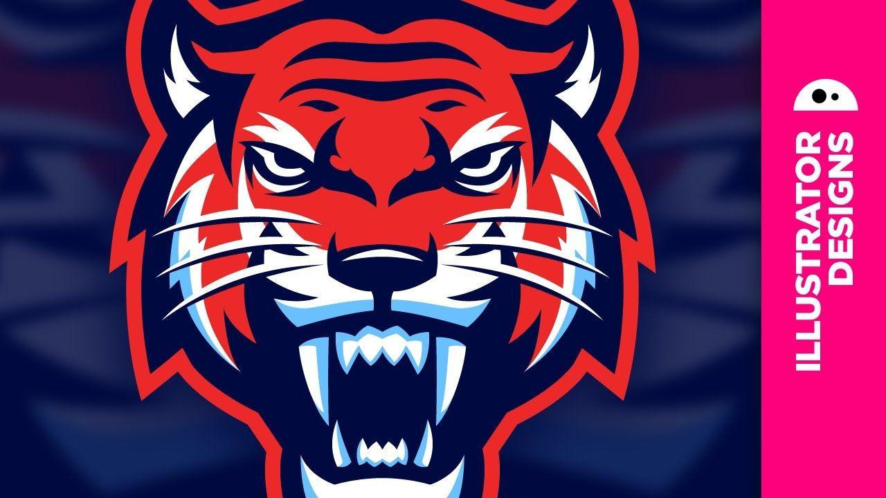 Red and Blue Tiger Logo LogoDix