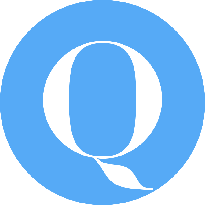 White and Blue Q Logo