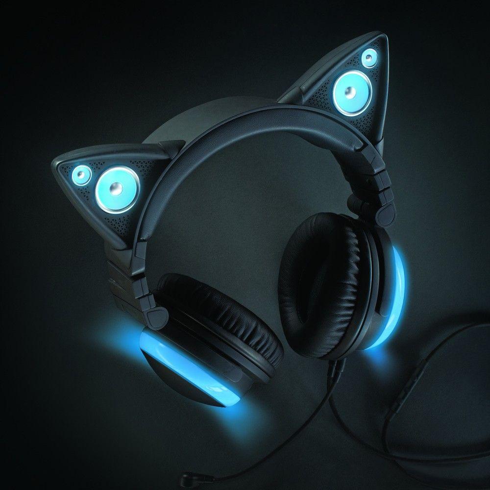 Blue Cat with Headphones Logo LogoDix