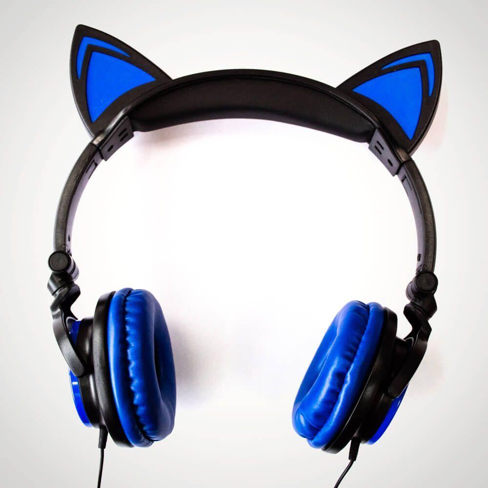 Blue Cat with Headphones Logo LogoDix