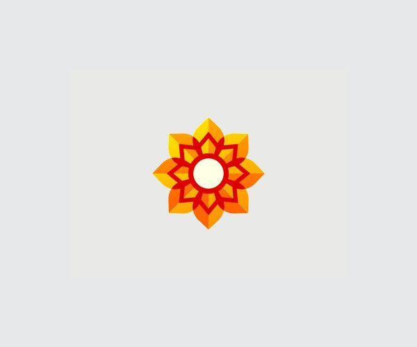 Red and Yellow Flower Looking Logo LogoDix