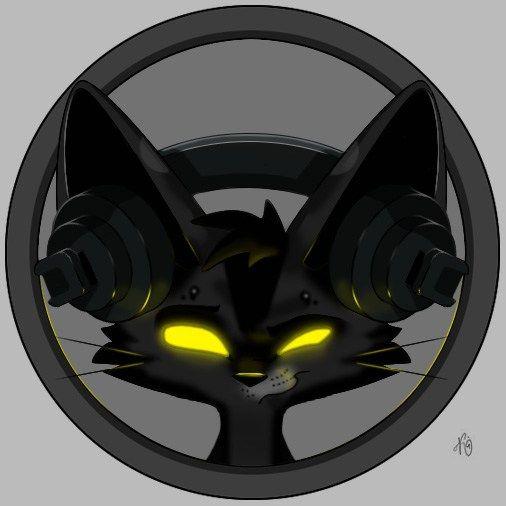 Cat with Headphones Logo LogoDix