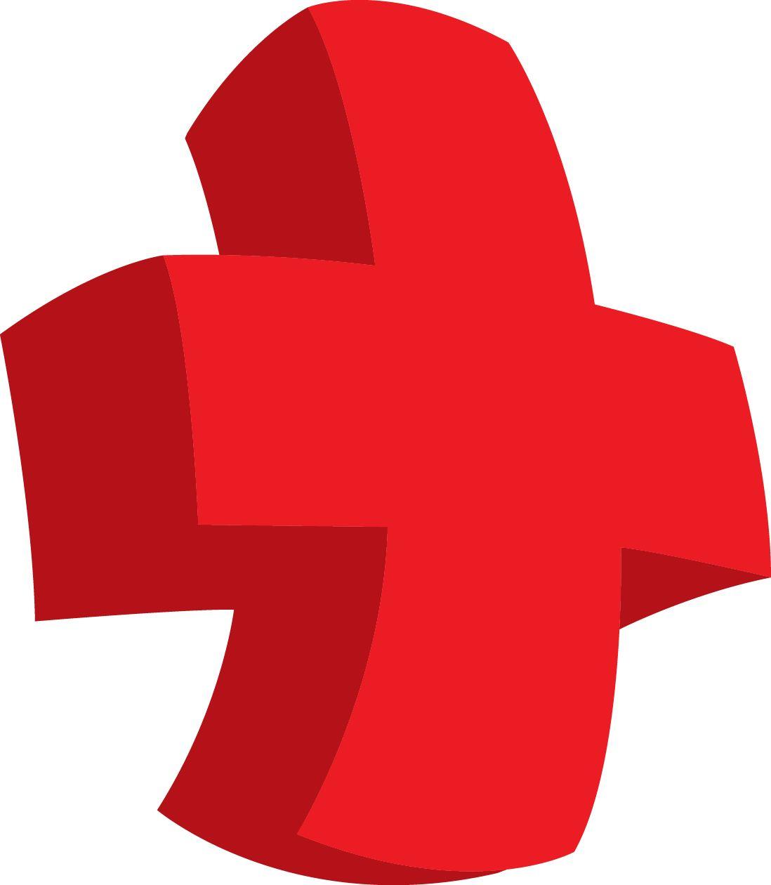 Red Block with White Cross Logo LogoDix