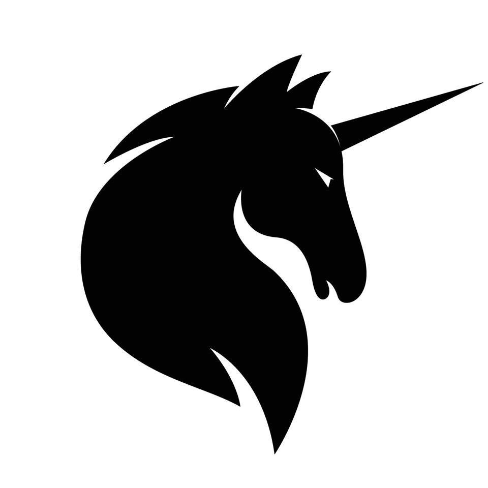 Unicorn Black and White Logo LogoDix