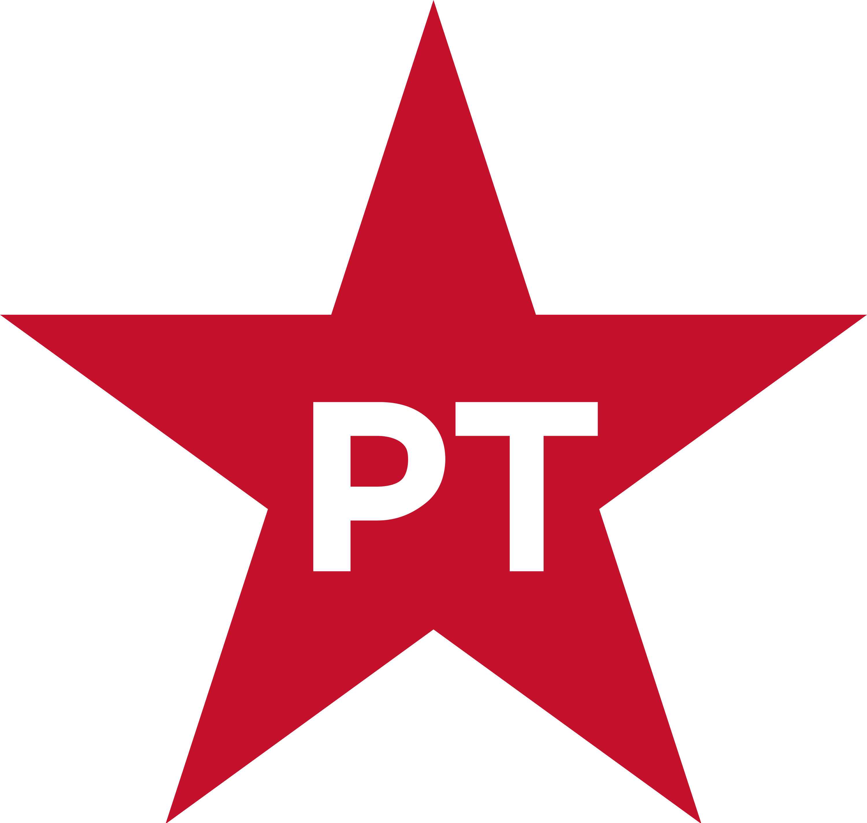 Quais as cores do logotipo do PT?