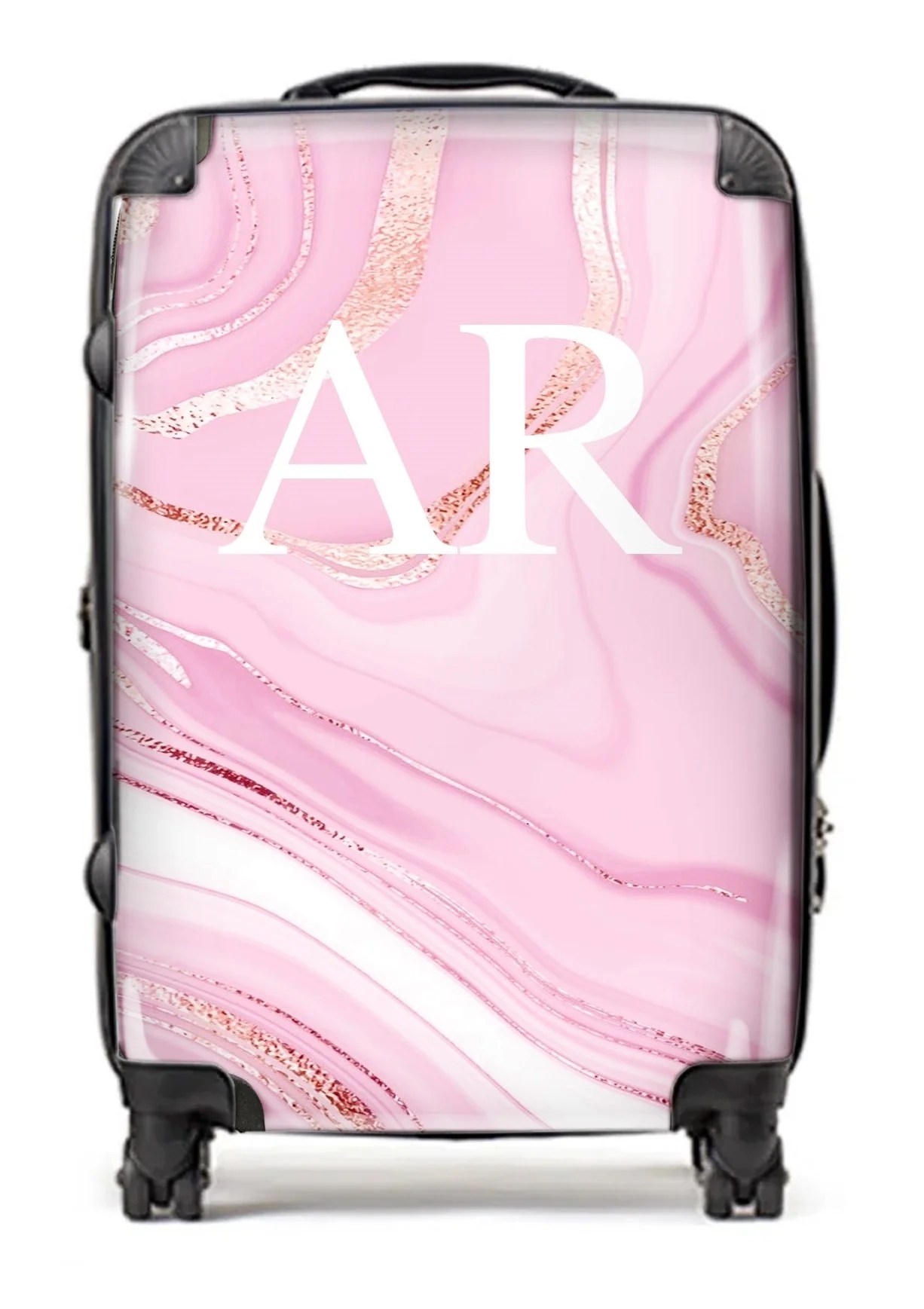 PERSONALIZED PINK AND ROSE GOLD INITIAL LUGGAGE Logo Luggage