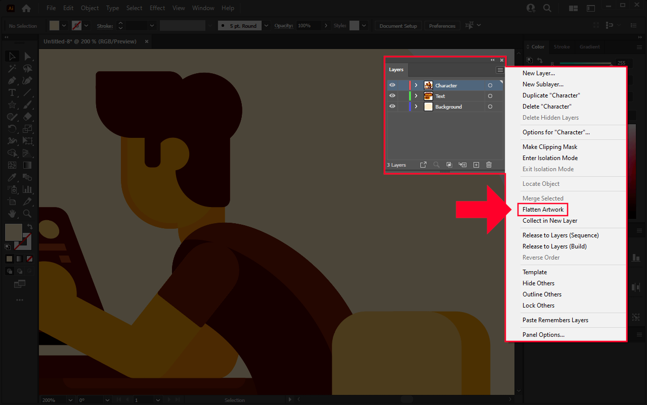 How To Flatten An Image In Illustrator And Combine Multiple Layers