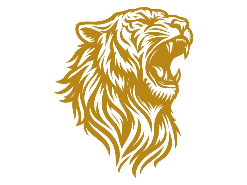 Gold Roaring Tiger Logo Template PNG vector in SVG, PDF, AI, CDR format