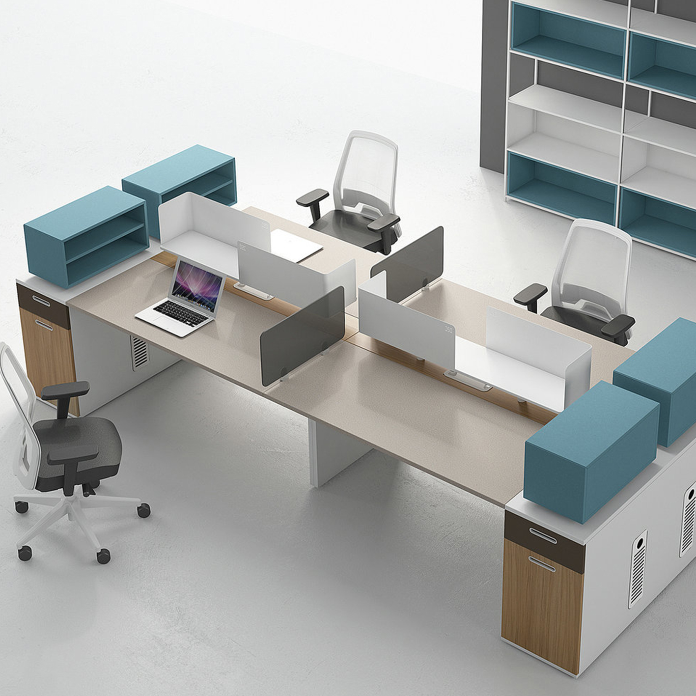 4 seats workstation partition with storage for office