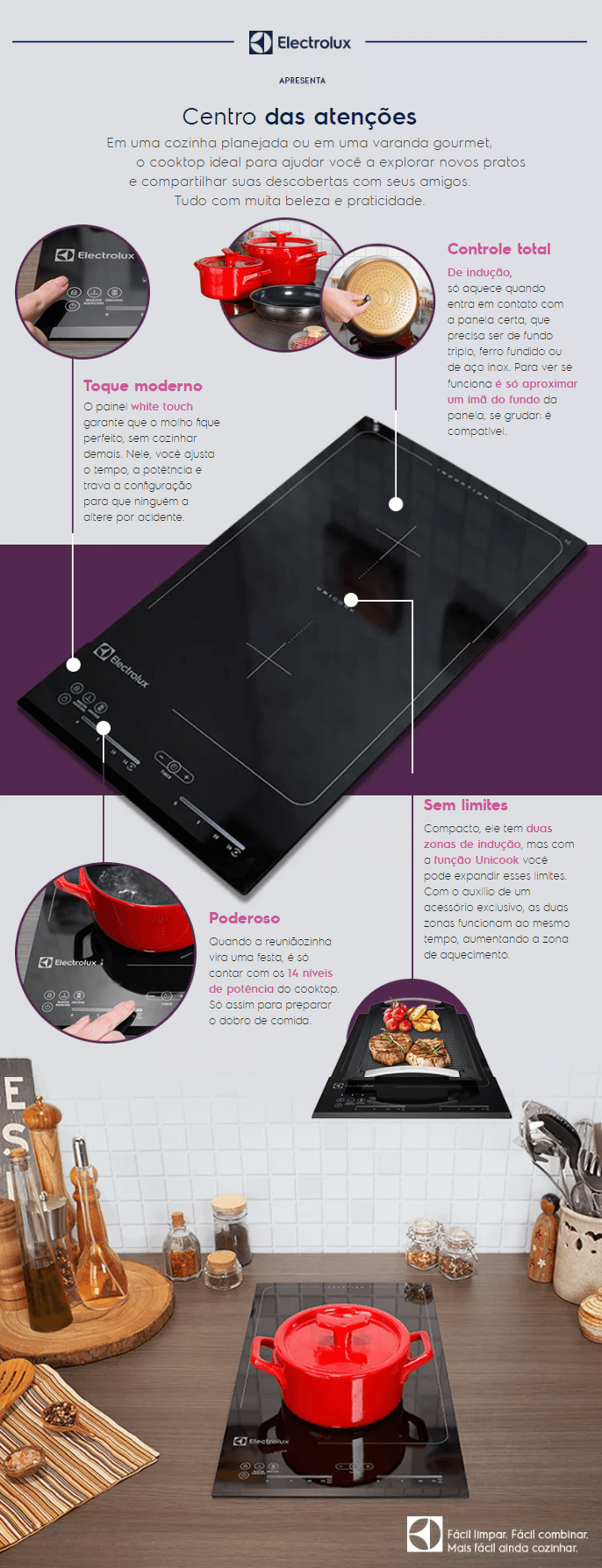 COOKTOP ELECTROLUX 2 BOCAS INDUÇÃO 3700W DOMINO IC30