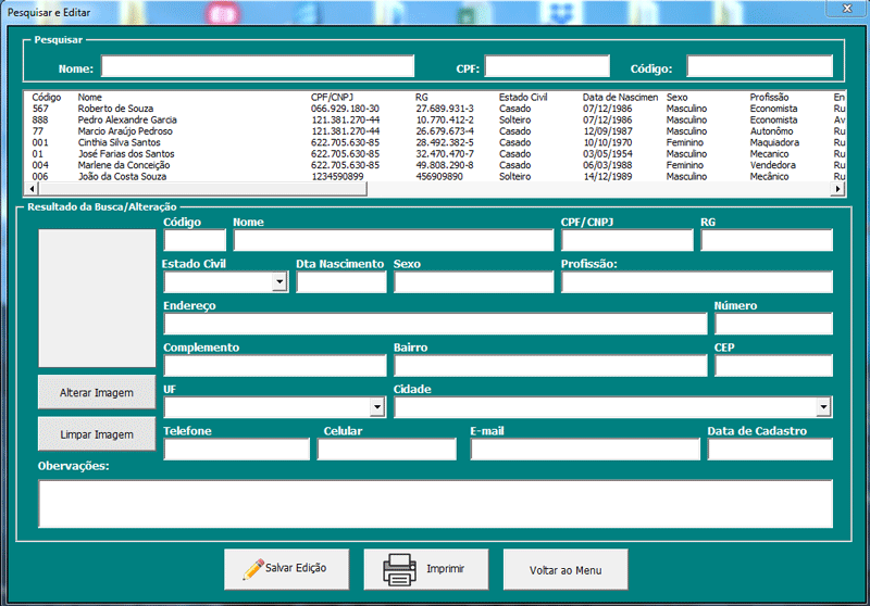 Planilha de Cadastro de Clientes com Foto Loja Excel Easy