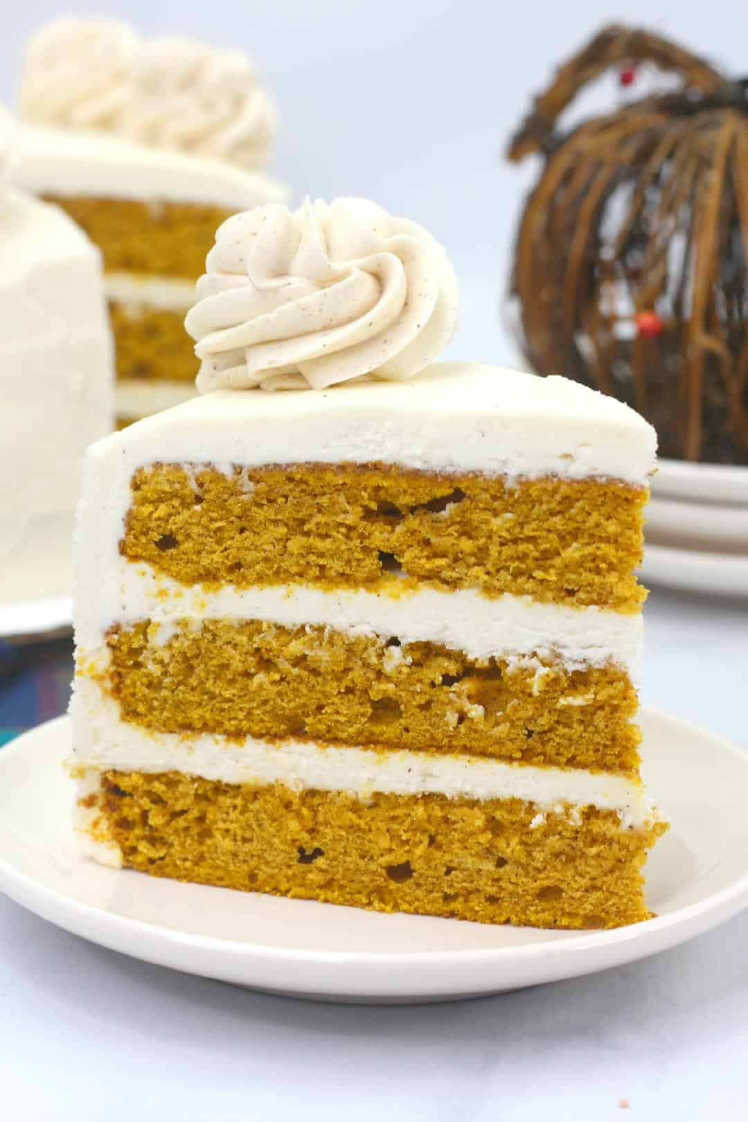 Pumpkin Layered Cake Recipe with Cinnamon Cream Cheese Frosting