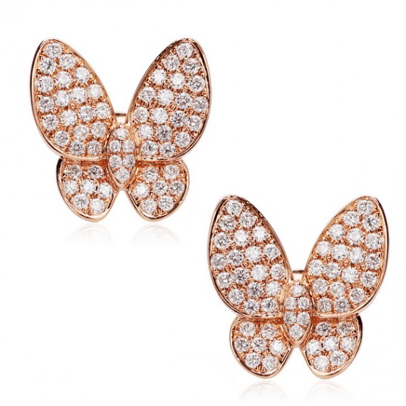 18ct rose gold diamond butterfly earrings