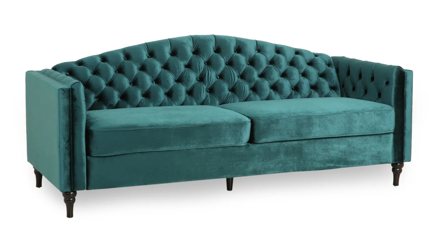 Teal Velvet Tufted Sofa Baci Living Room