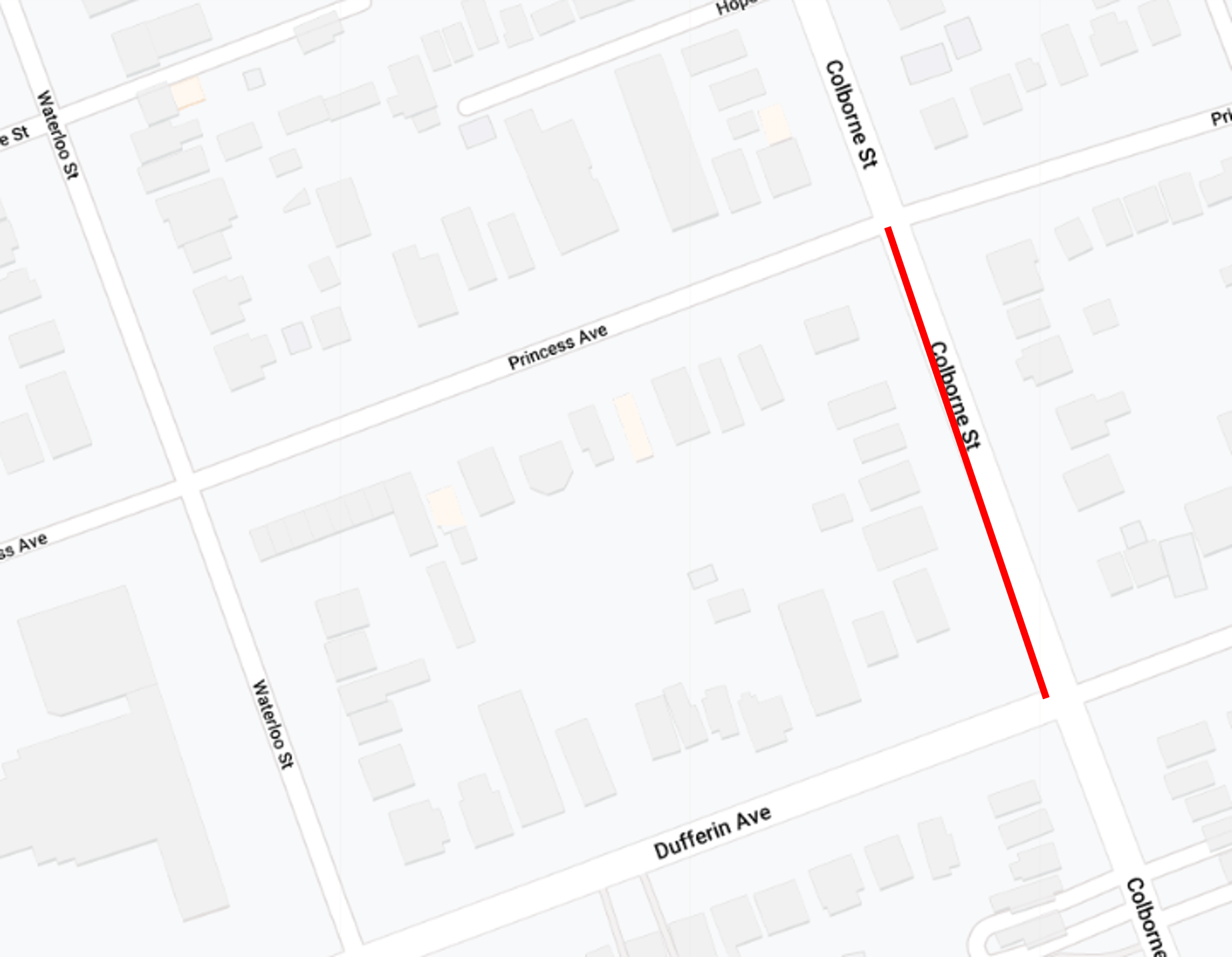 Road closure Colborne Street between Princess Avenue and Dufferin