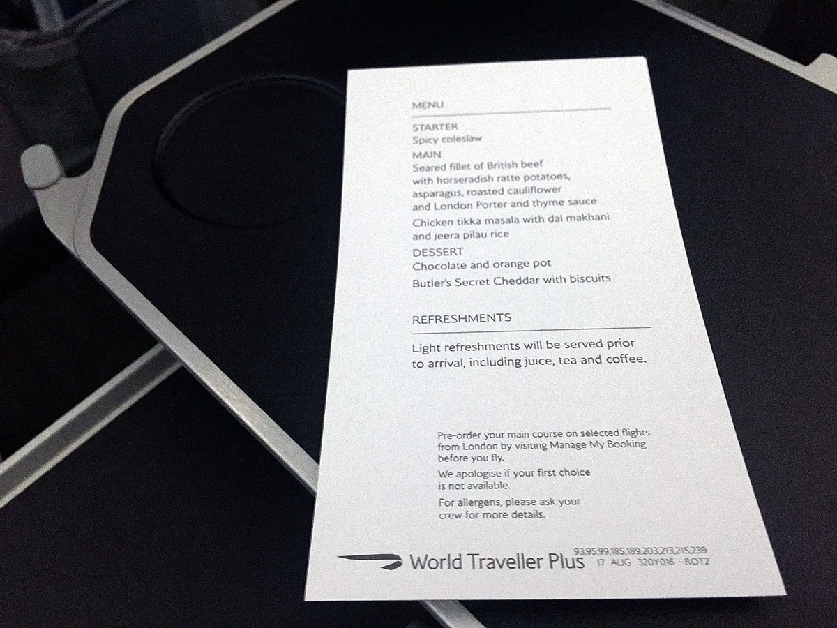 ba world traveller long haul menu