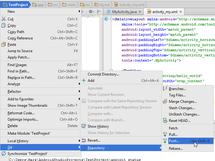Android Studio Git Push London App Developer