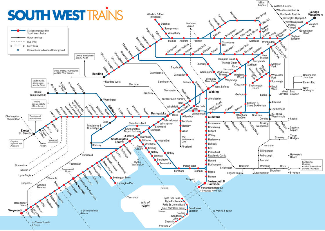 Map of London commuter rail stations & lines