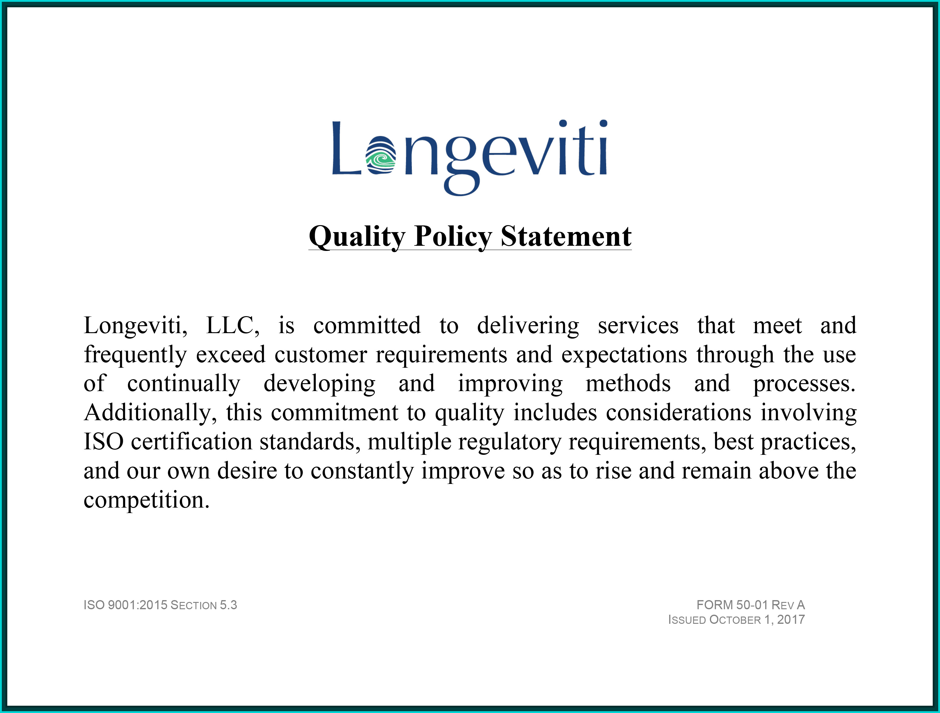 Quality Policy Statement