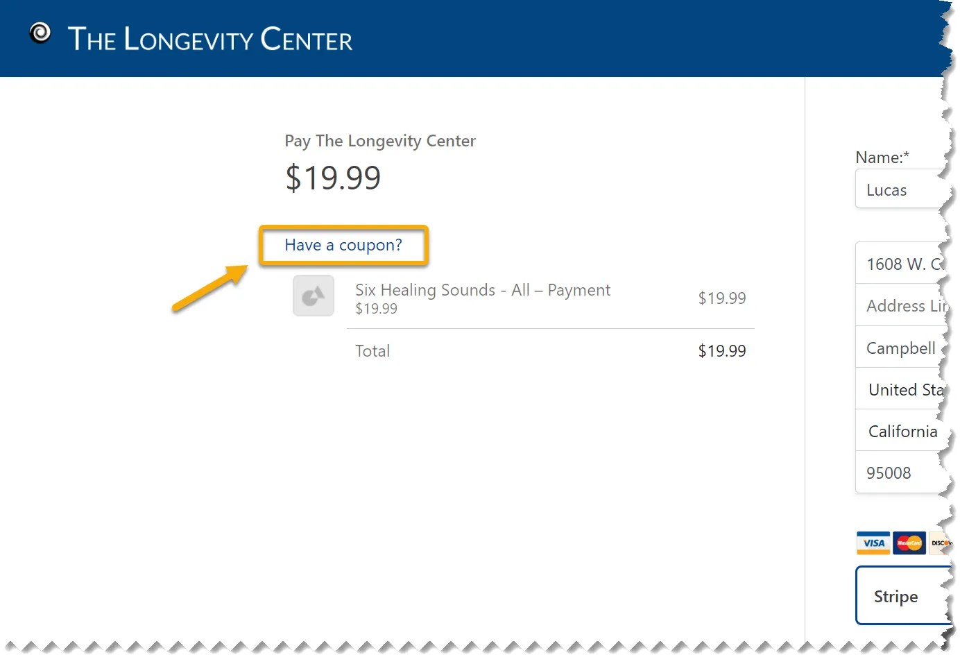 Entering a Coupon Code The Longevity Center