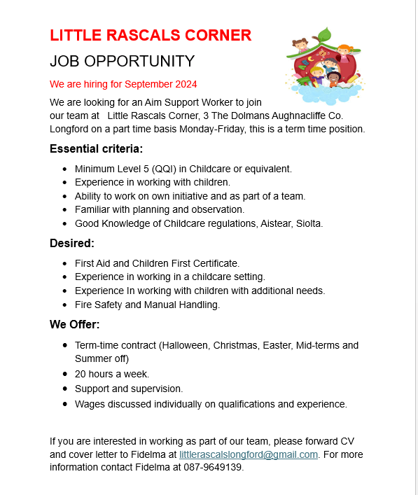 JOB Vacancies Longford Childcare Committee