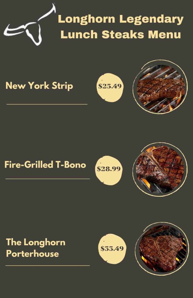 Longhorn Steakhouse Lunch Menu with prices June 2025