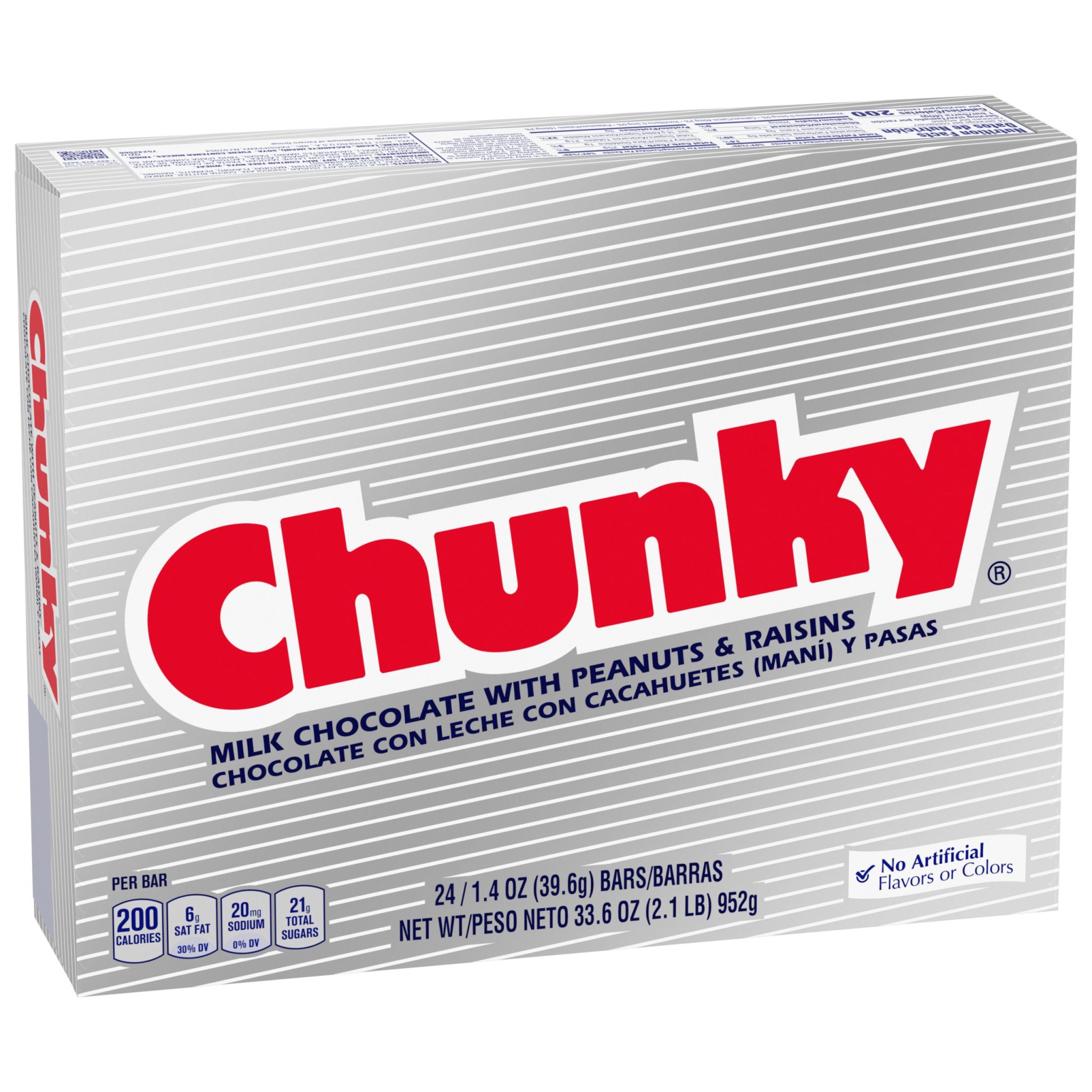 Chunky Milk Chocolate Peanuts Raisin Candy Bar 1.4 oz 24 ct Long