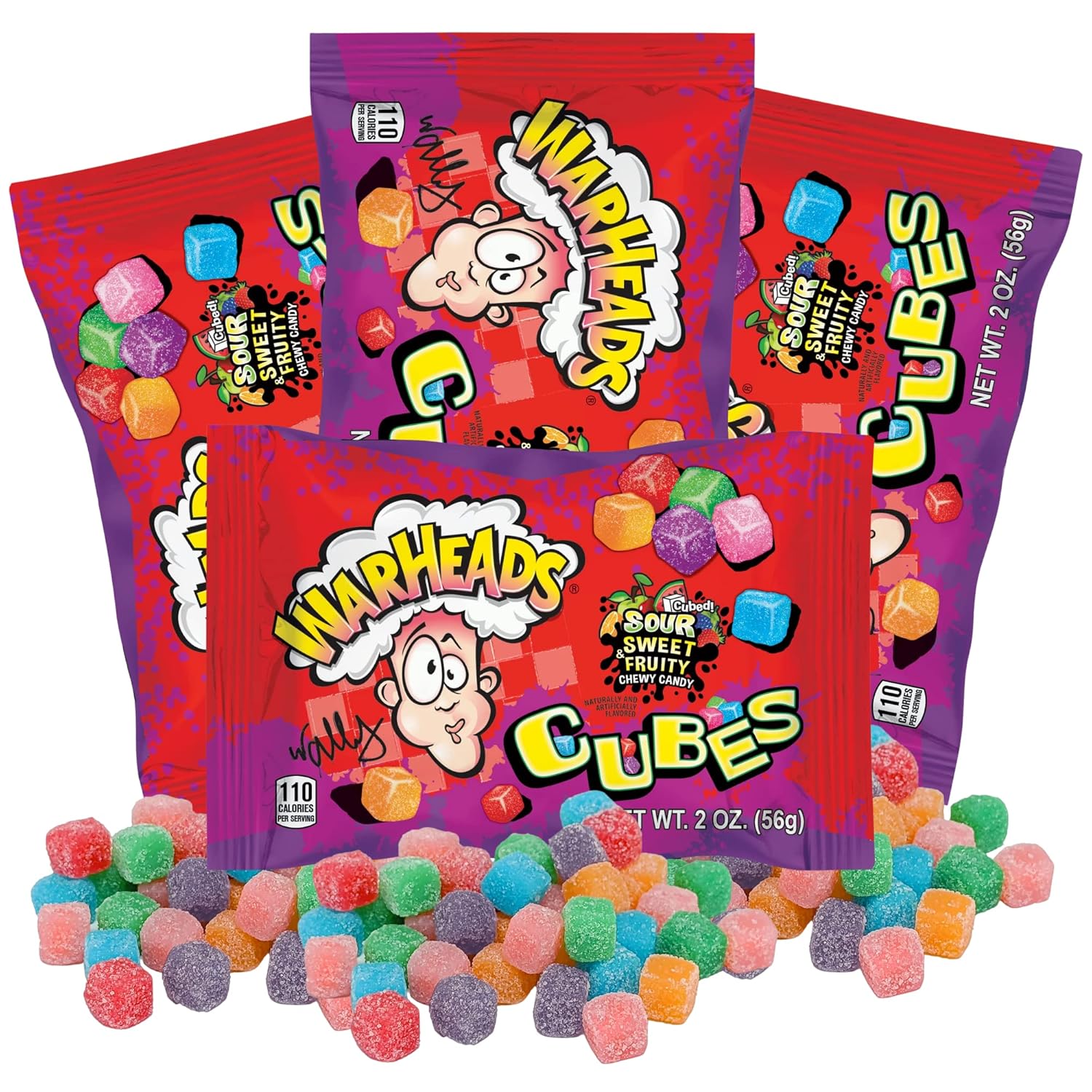 Warheads Sour Chewy Cubes Assorted 2 OUNCE 15 COUNT Long Island Candy Factory