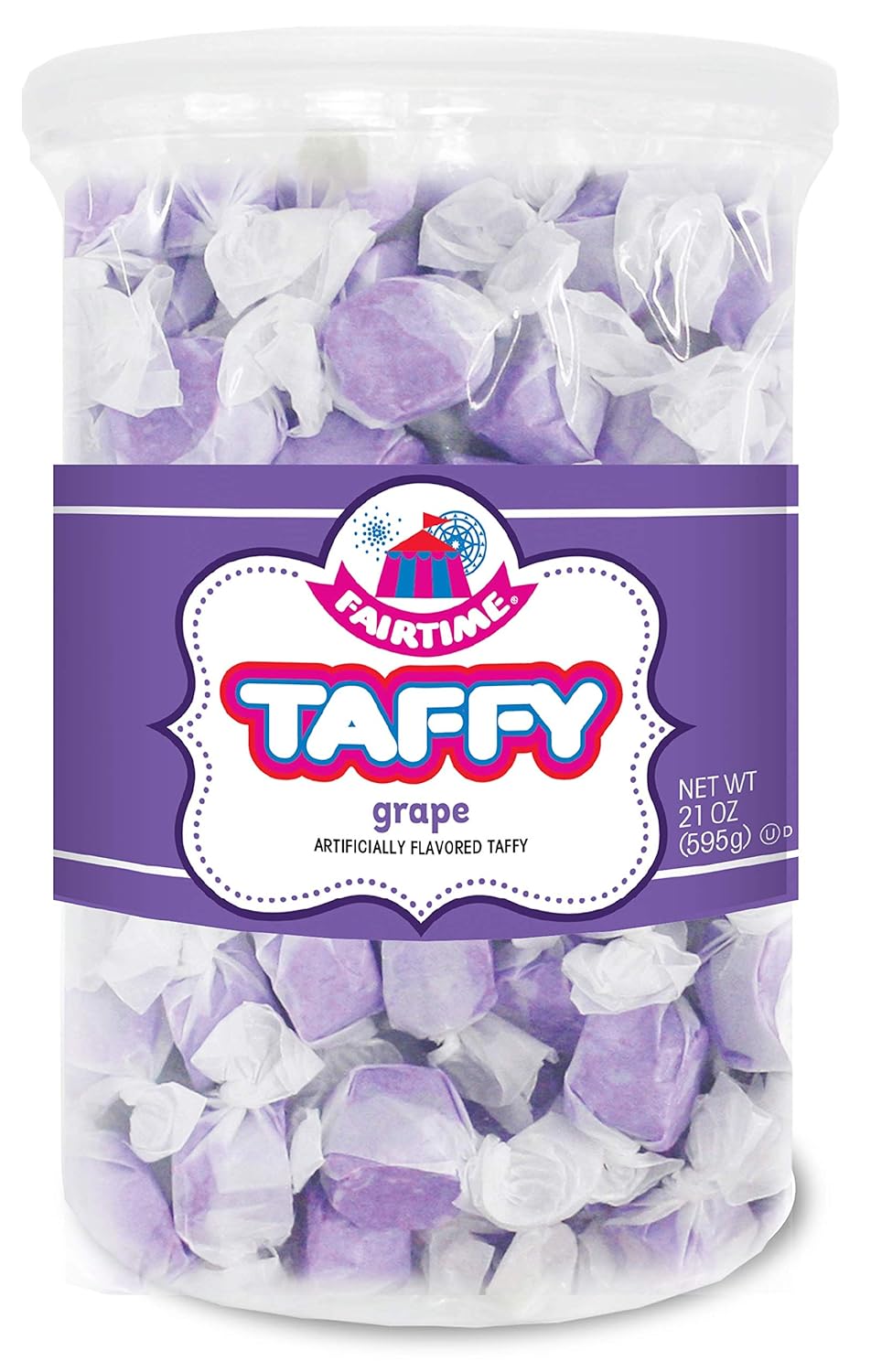 Fairtime Taffy Grape 2 POUND TUB 80 PIECES Long Island Candy Factory