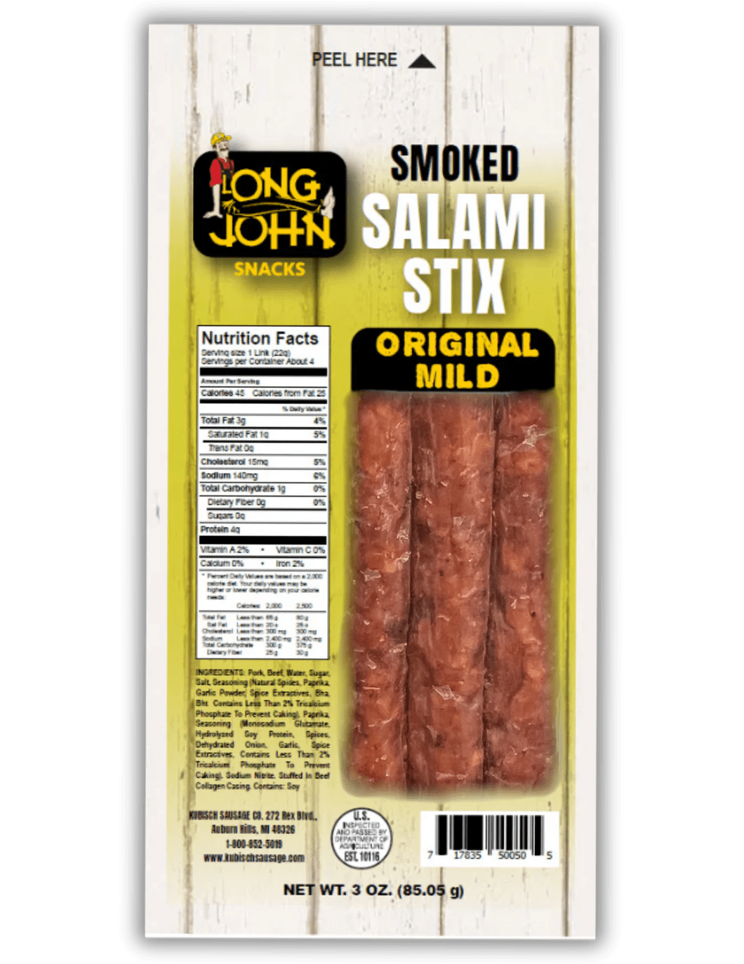 Original Mild Dried Salami Sticks 3.0 oz. Long John Snacks