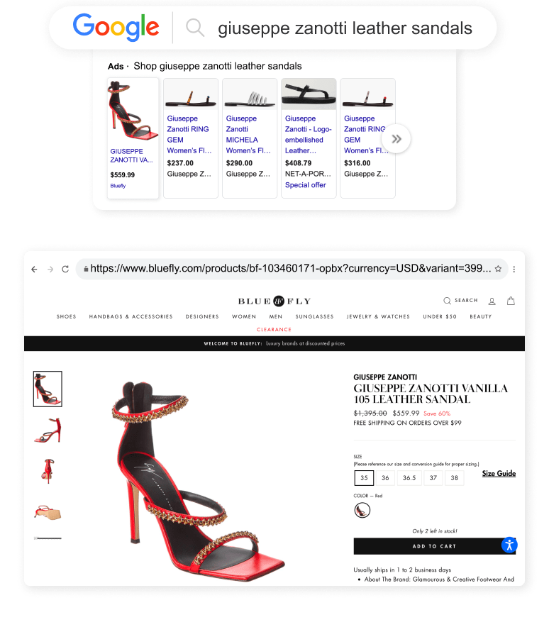 Bluefly Outreach Shopping Longtail UX