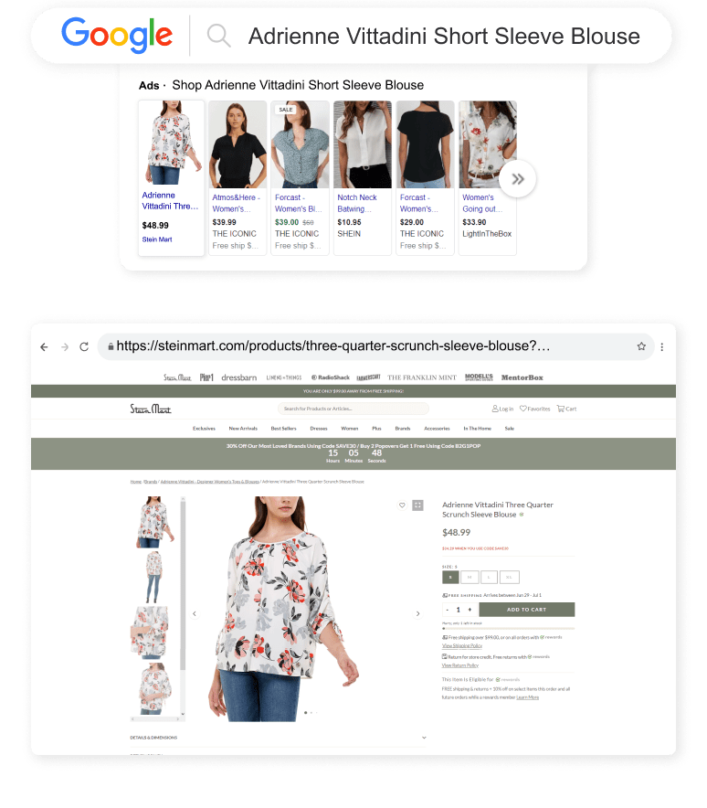 Stein Mart Outreach Shopping Longtail UX