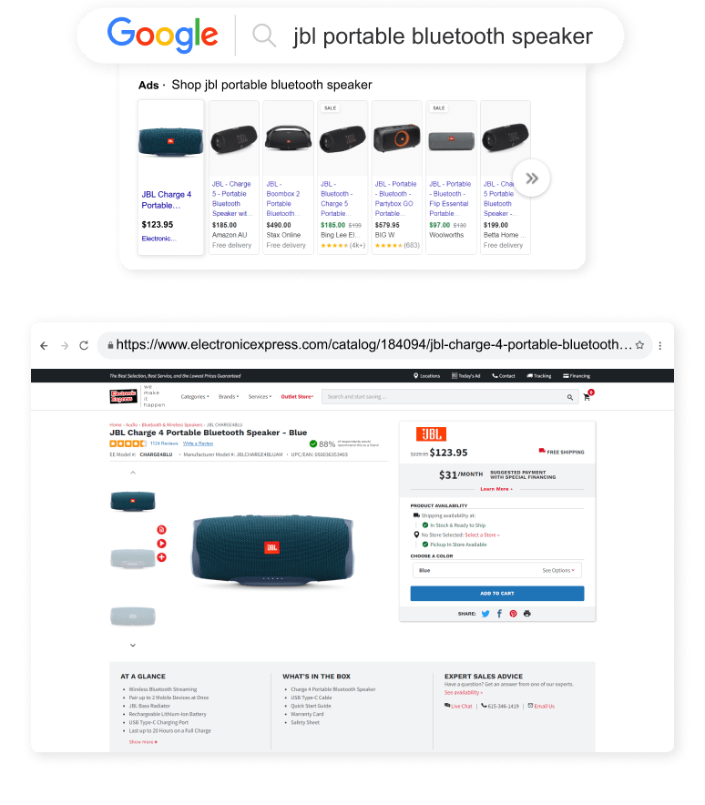 Electronic Express Outreach Shopping Longtail UX