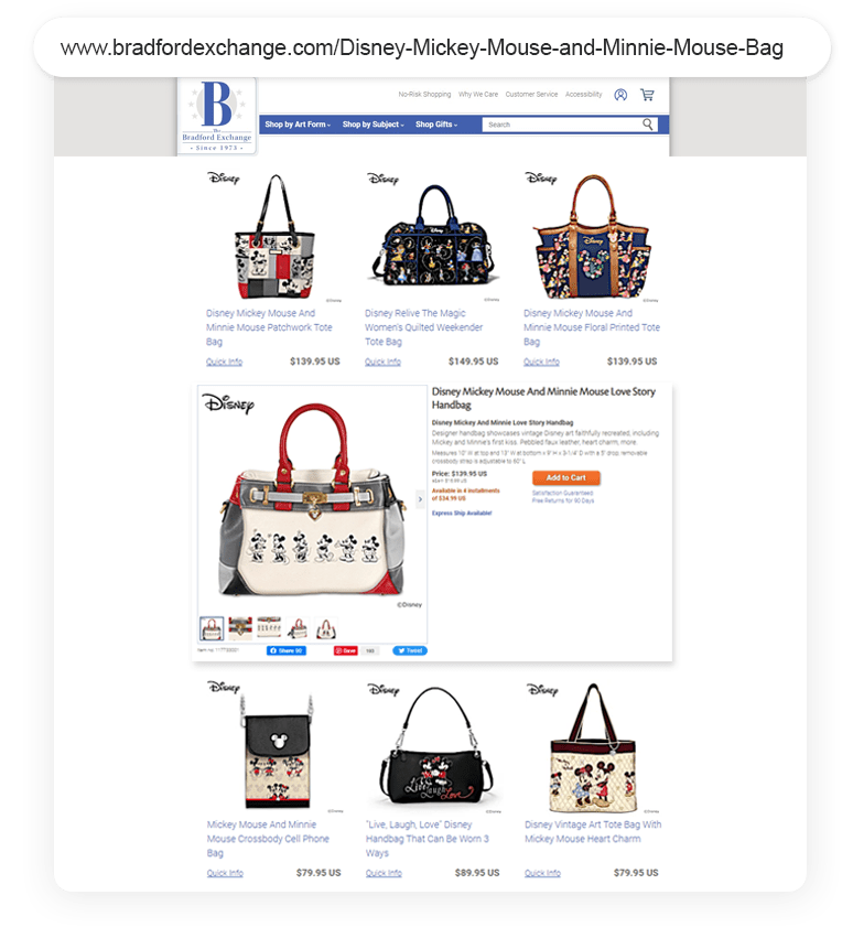 The Bradford Exchange Outreach Shopping Longtail UX