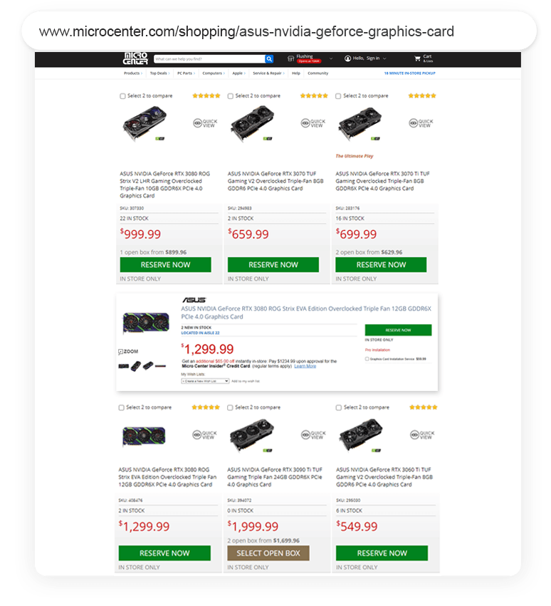 Micro Center Outreach Shopping Longtail UX