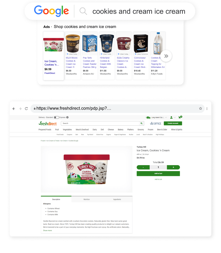 FreshDirect Outreach Shopping Longtail UX