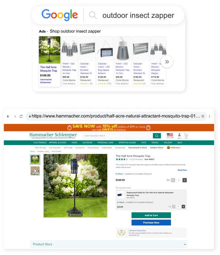 Hammacher Schlemmer Outreach Shopping Longtail UX