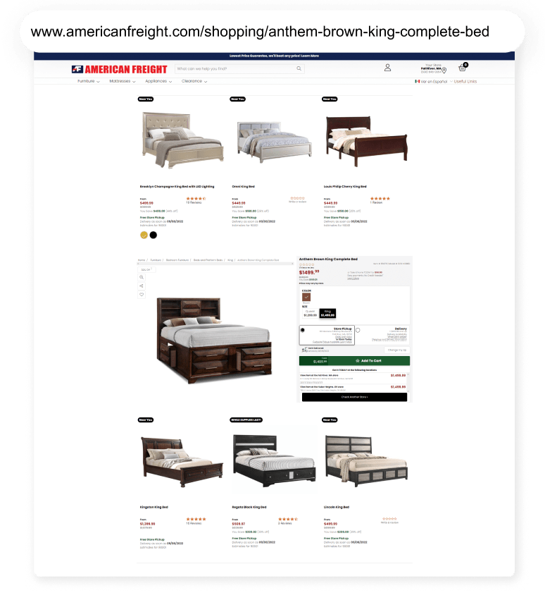 American Freight Outreach Shopping Longtail UX