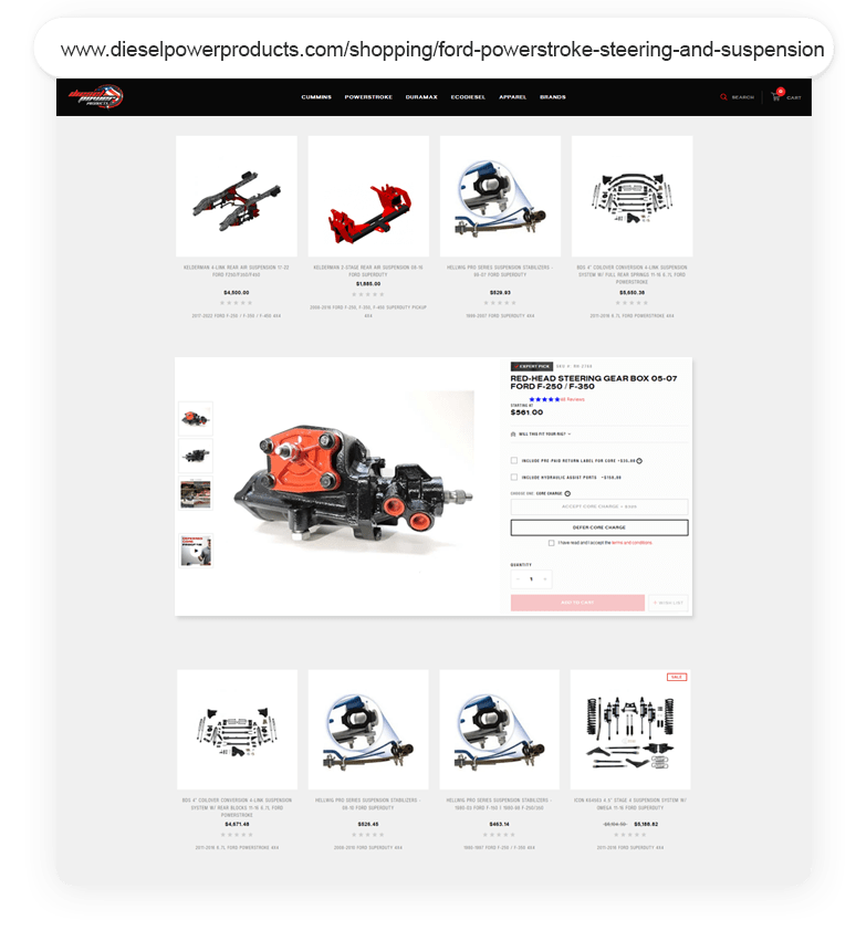 Diesel Power Products Outreach Shopping Longtail UX