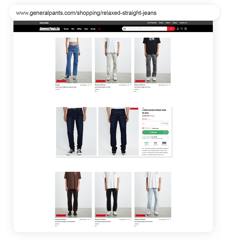 General Pants Co. Outreach Shopping Longtail UX