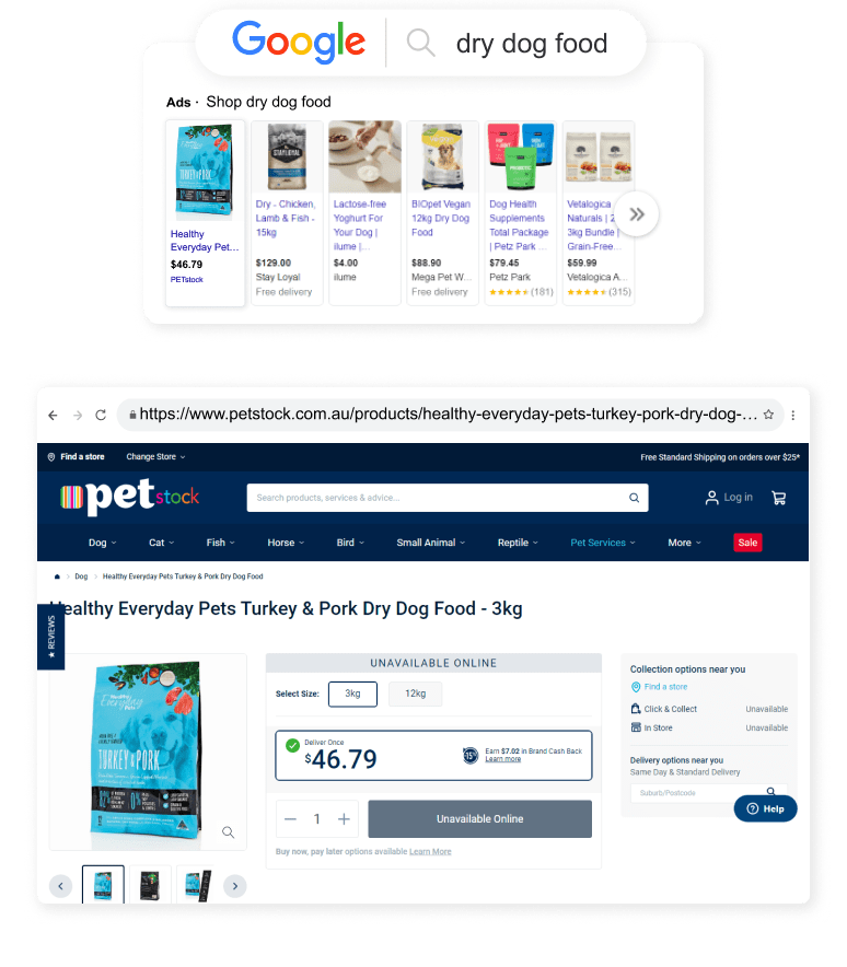 PETstock Outreach Shopping Longtail UX