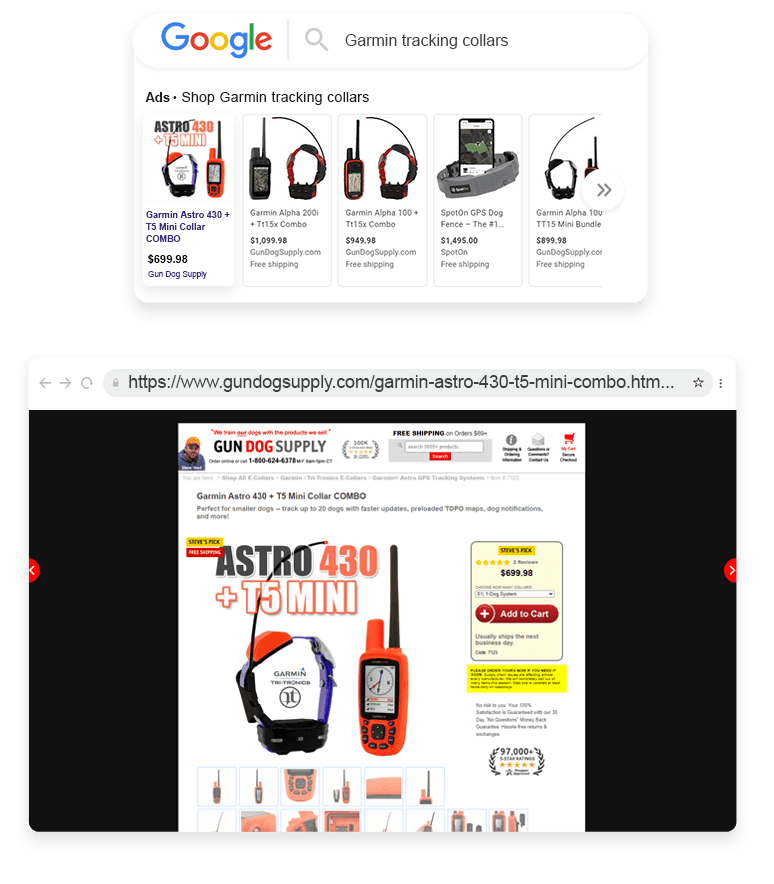 Gun Dog Supply Outreach Shopping Longtail UX