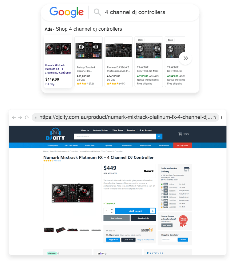 DJ City Outreach Shopping Longtail UX