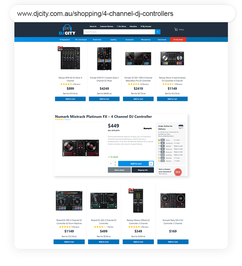 DJ City Outreach Shopping Longtail UX