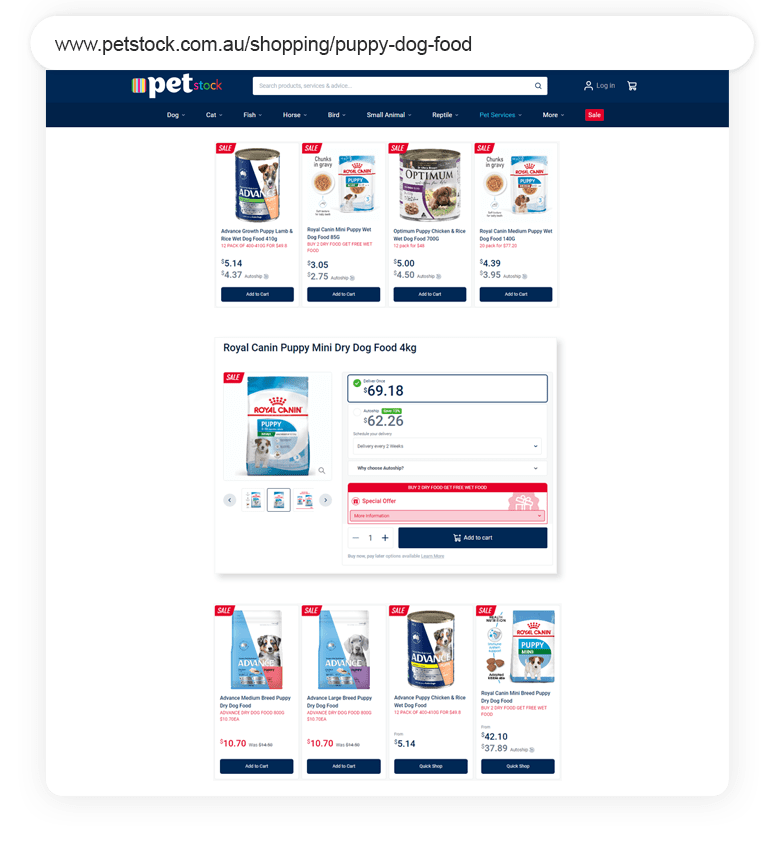 PETstock Outreach Shopping Longtail UX