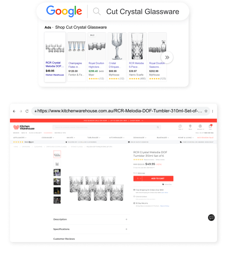 Kitchen Warehouse Outreach Shopping Longtail UX