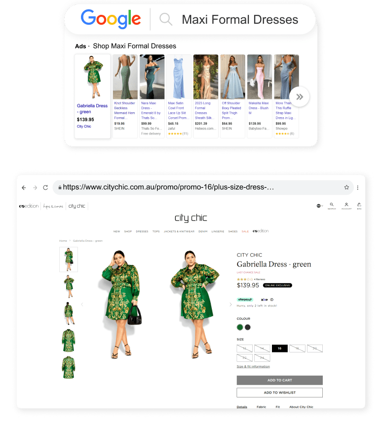 City Chic Outreach Shopping Longtail UX